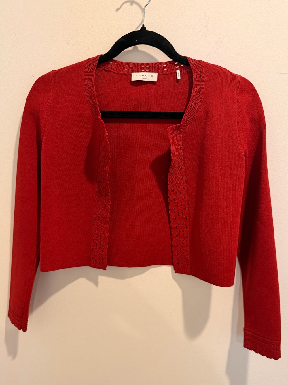 Sandro cropped open cardigan, size 0